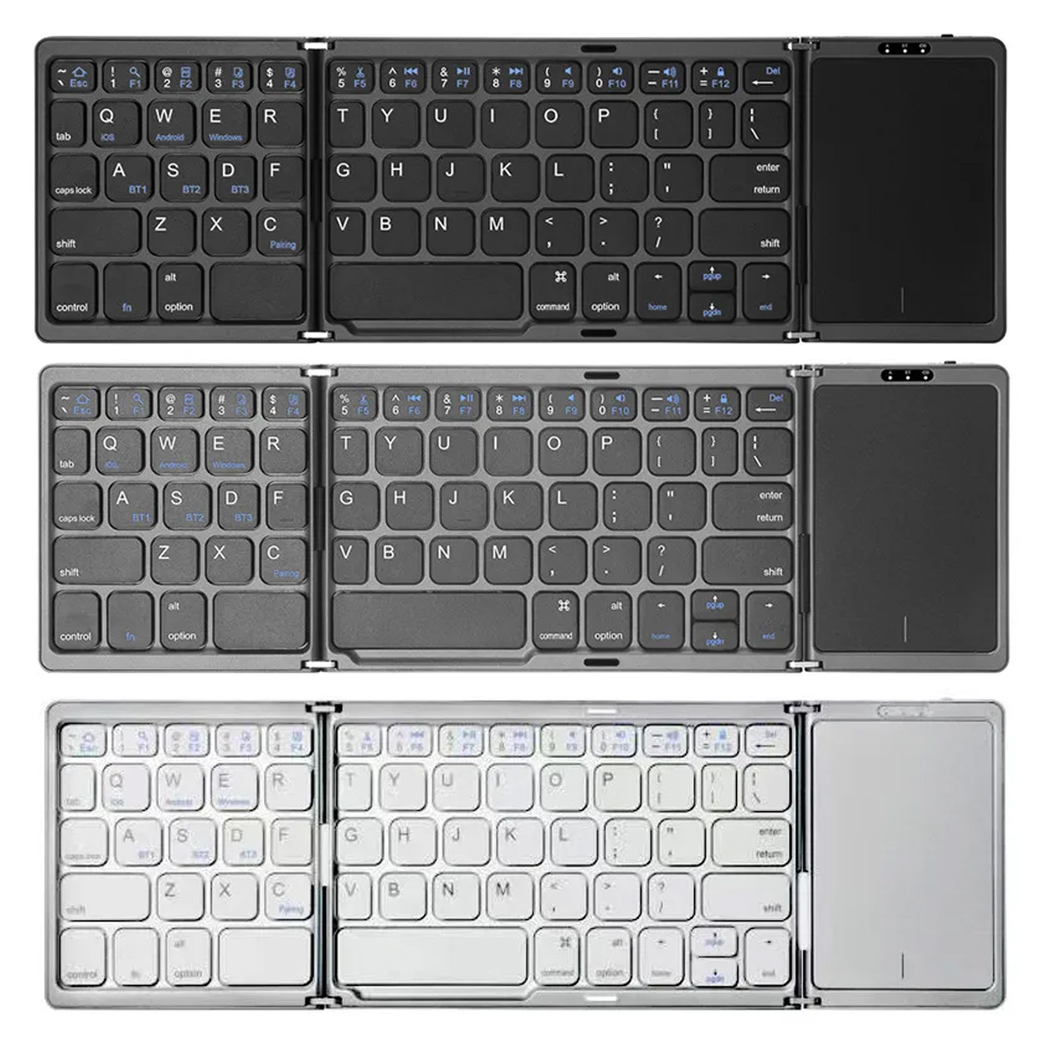 Android Tablet Gaming Accessories - 3‑Fold Bluetooth Keyboard with Touchpad, Rechargeable