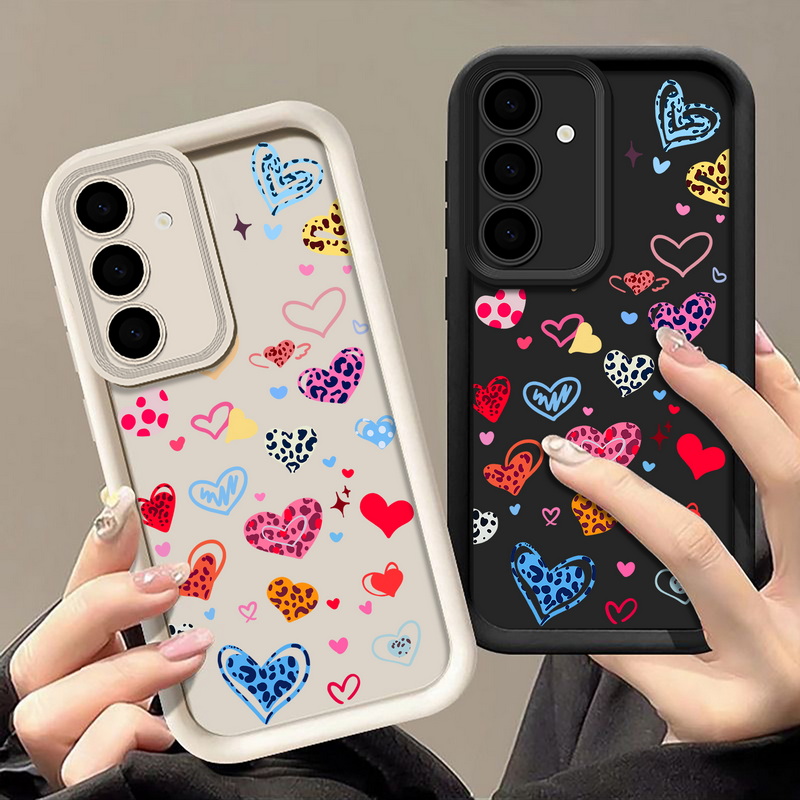 Samsung Galaxy A55 - Colorful Heart Pattern Phone Case For