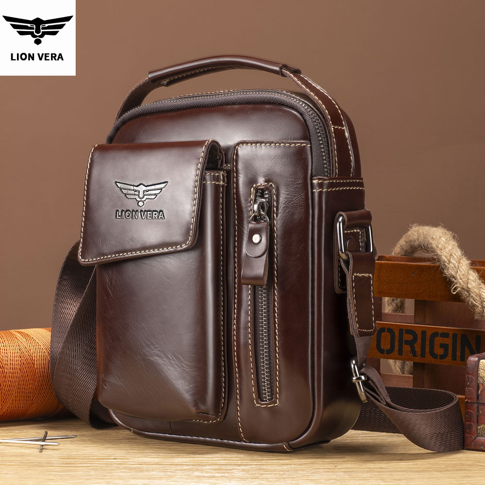 Tablet Shoulder Bag - LION VERA Men's Genuine Leather Shoulder