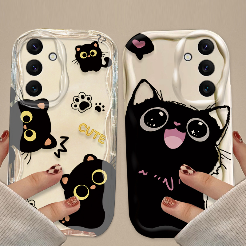 Cute Big Eyes Black Cat Case f - Samsung Galaxy A55 评论和价格