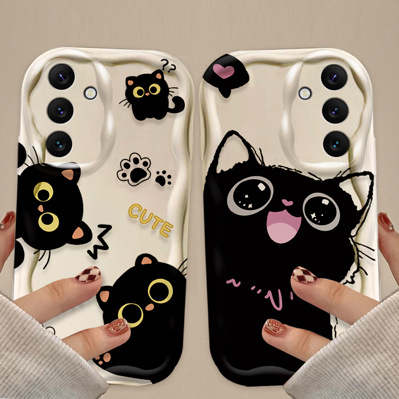 Cute Big Eyes Black Cat Case f - Samsung Galaxy A55 评论和价格