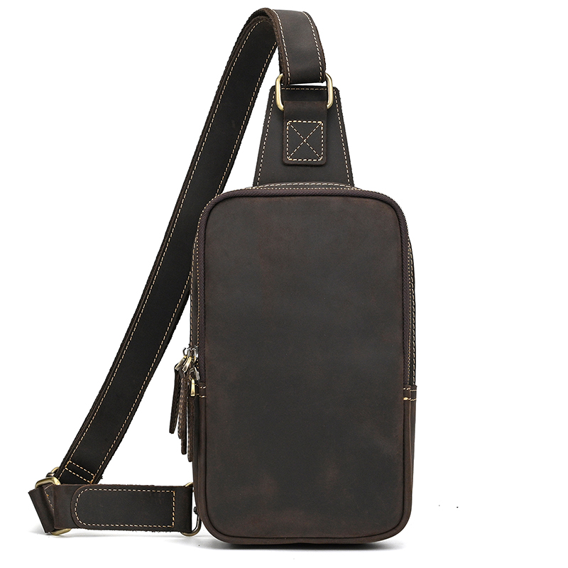 Genuine Leather Men's Chest Ba - Tablet Shoulder Bag 评论和价格
